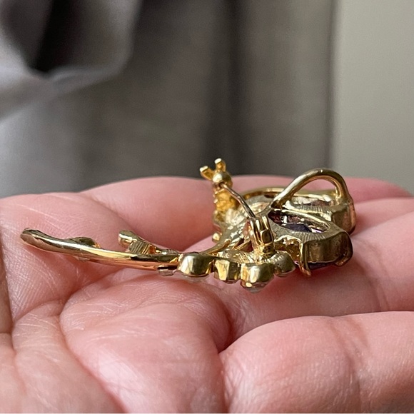 Peacock Bird Purple Swarovski Elements Crystal PENDANT BROOCH ONLY - Picture 4 of 10